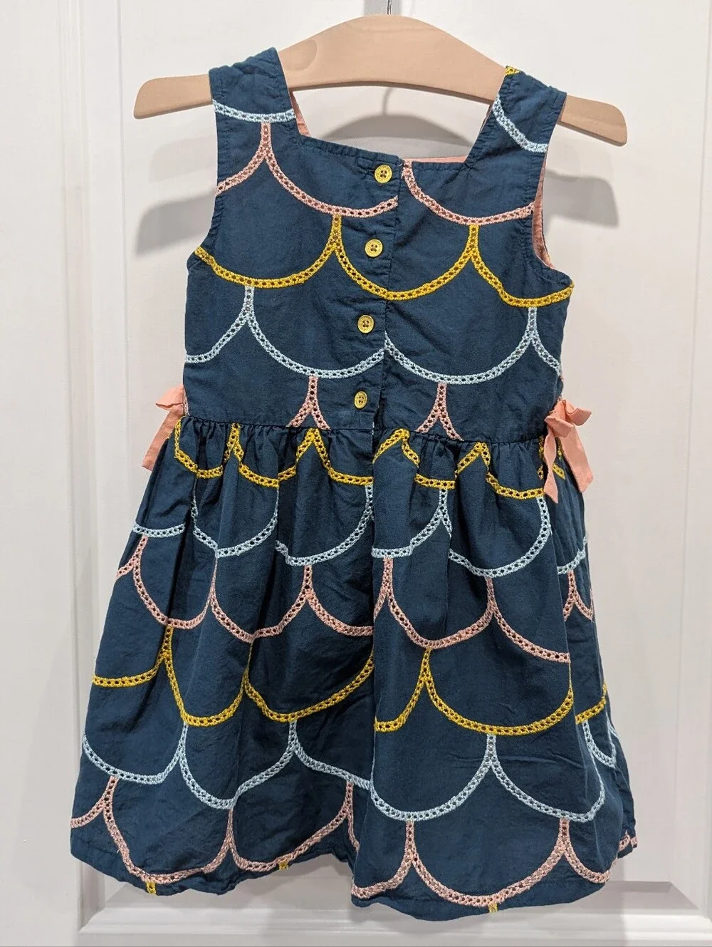 Oshkosh Genuine Kids Blue Scallop Peach Orange Yellow Stitched Embroider Size 4T